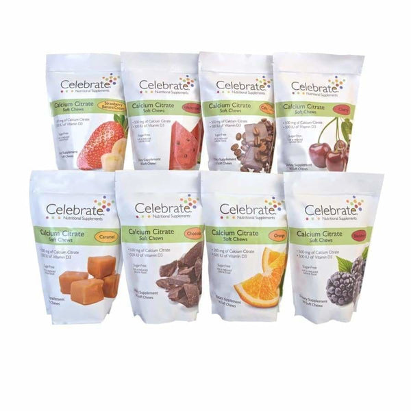Celebrate Sugar-Free Calcium Citrate Soft Chews 500mg - Available in 12 Flavors! - High-quality Calcium by Celebrate Vitamins at 