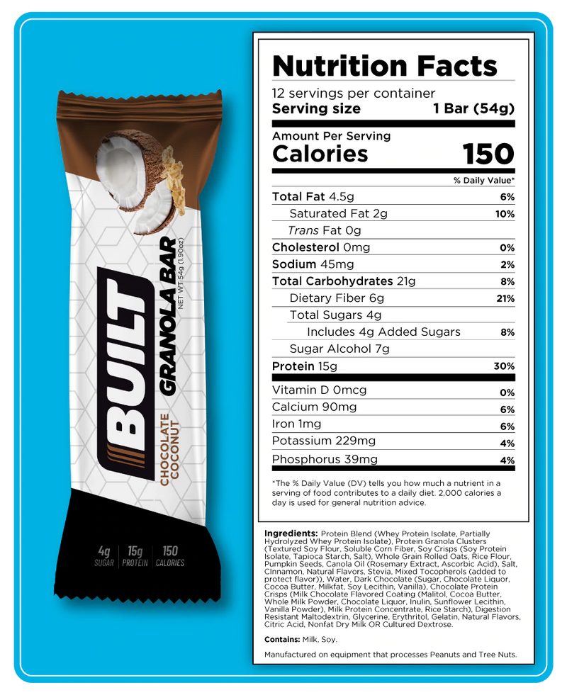 Built Bar Protein Granola Bar - Chocolate Coconut - High-quality Protein Bars by Built Bar at 