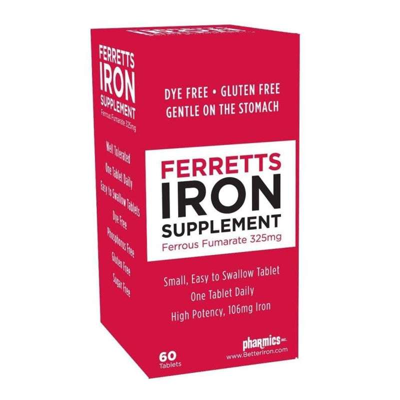 Ferretts Super High Potency Iron Supplement (106mg) - Tablets (60) - High-quality Iron by Pharmics at 