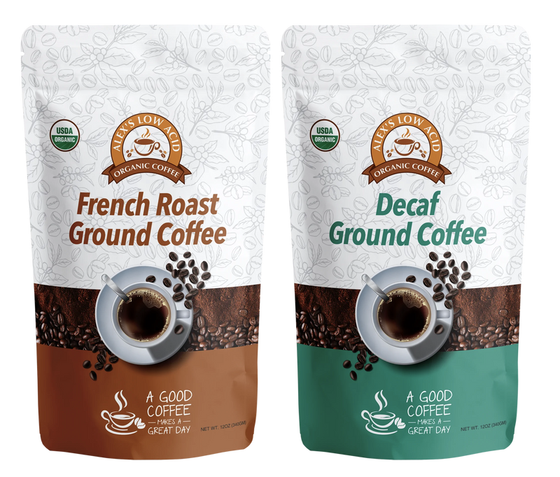 Alex's Low Acid Organic Coffee™ - Fresh Ground Variety Pack (12oz) - High-quality Coffee by Alex's Low Acid Coffee at 