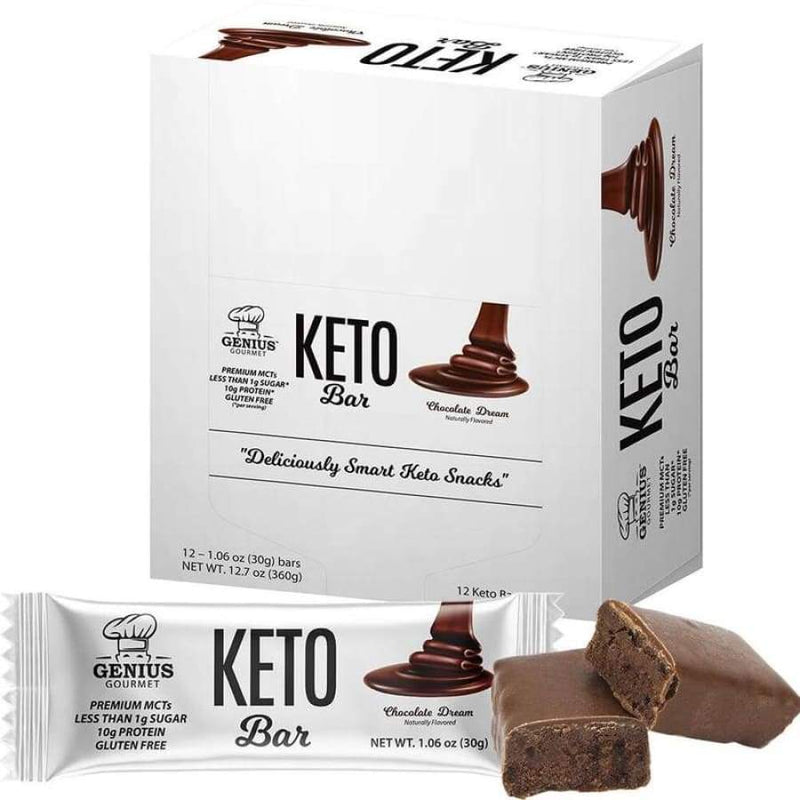 Genius Gourmet Keto Protein & Snack Bars - Chocolate Dream - High-quality Protein Bars by Genius Gourmet at 
