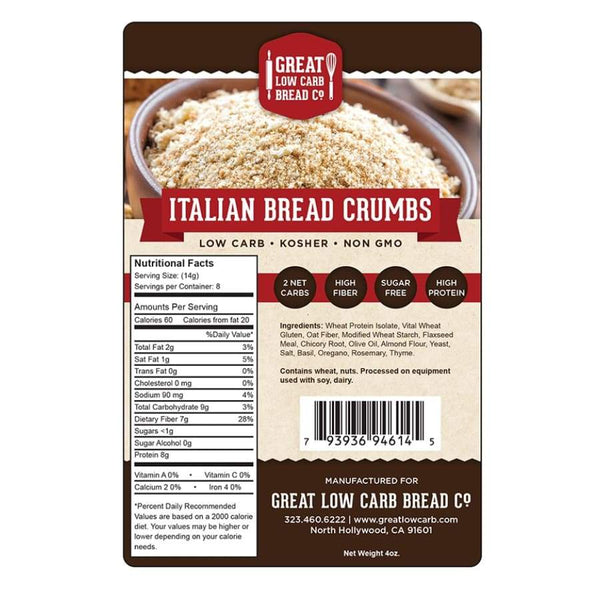 Great Low Carb Bread Crumbs (4oz) - Italian - High-quality Breadcrumbs by Great Low Carb Bread Co. at 