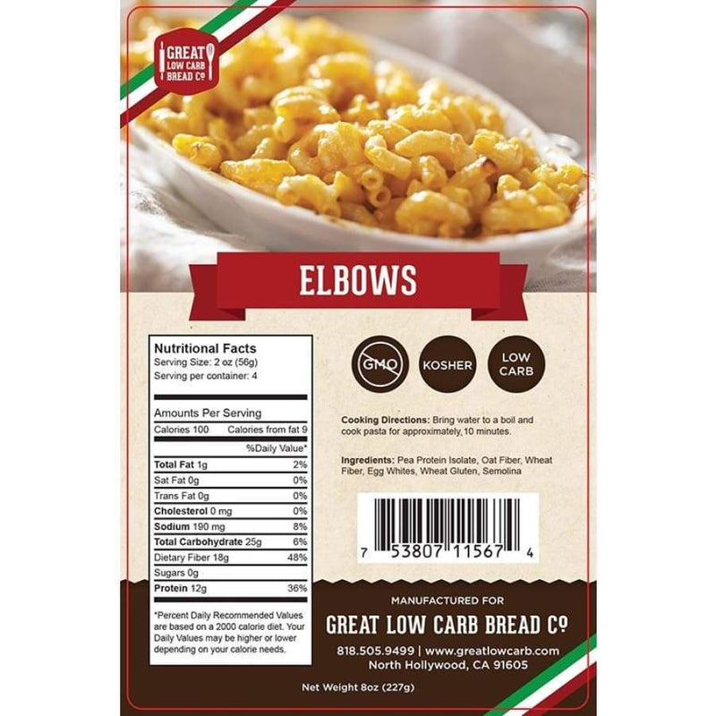 Great Low Carb Pasta - Elbows - High-quality Pasta by Great Low Carb Bread Co. at 