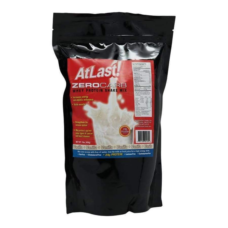 HealthSmart Sugar-Free AtLast! ZeroCarb Whey Protein Shake Mix - Vanilla - High-quality Protein Powder by HealthSmart at 