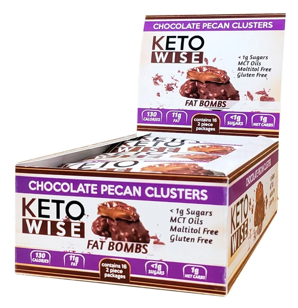 Keto Wise Fat Bombs - Chocolate Pecan Clusters - High-quality Candies by Keto Wise at 