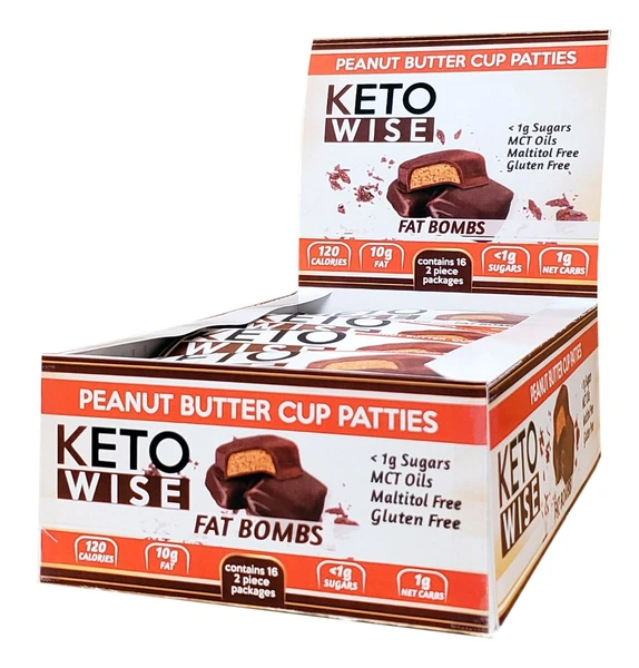 Keto Wise Fat Bombs - Peanut Butter Cup Patties - High-quality Candies by Keto Wise at 