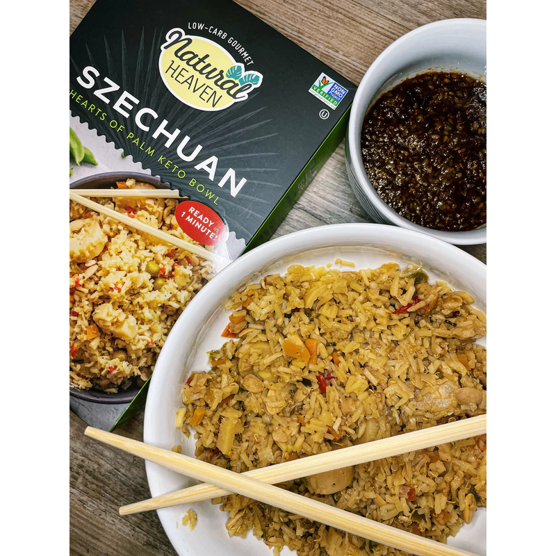 Riced Hearts of Palm Pasta Keto Bowl Ready Meal by Natural Heaven - Szechuan Rice - High-quality Pasta by Natural Heaven at 