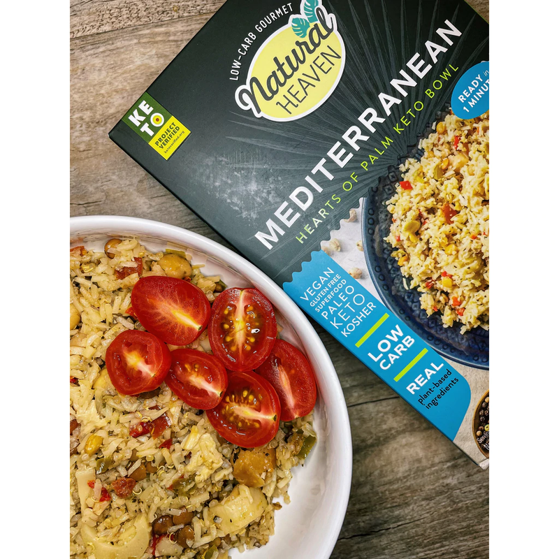 Riced Hearts of Palm Pasta Keto Bowl Ready Meal by Natural Heaven - Mediterranean Rice - High-quality Pasta by Natural Heaven at 