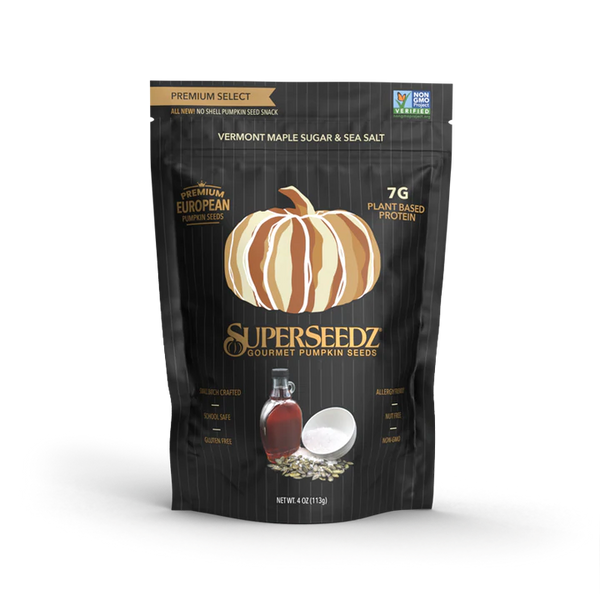 SuperSeedz Gourmet Pumpkin Seeds Premium Select (4 oz) - Vermont Maple Sugar & Sea Salt - High-quality Nut Snacks by SuperSeedz at 