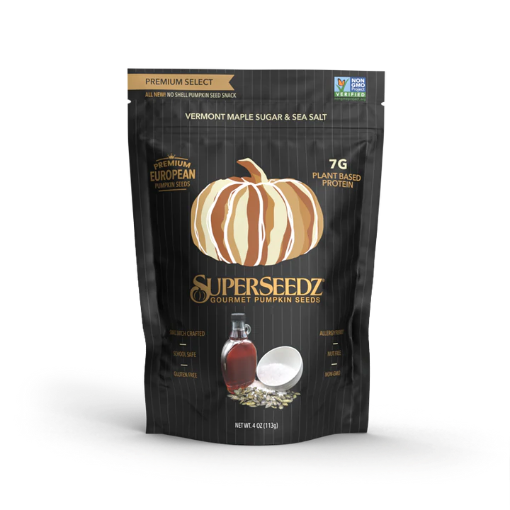 SuperSeedz Gourmet Pumpkin Seeds Premium Select (4 oz) - Vermont Maple Sugar & Sea Salt - High-quality Nut Snacks by SuperSeedz at 
