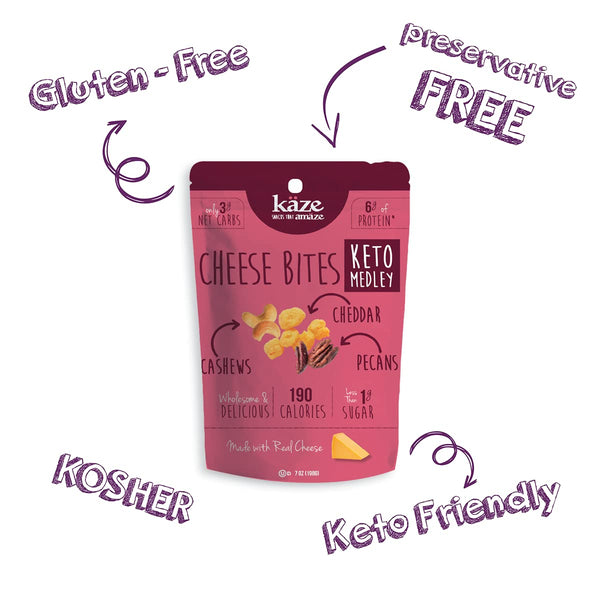 Keto Medley Cheese Bites by Kaze Cheese - Pecan Cashew & Cheddar - High-quality Cheese Snacks by Kaze Cheese at 