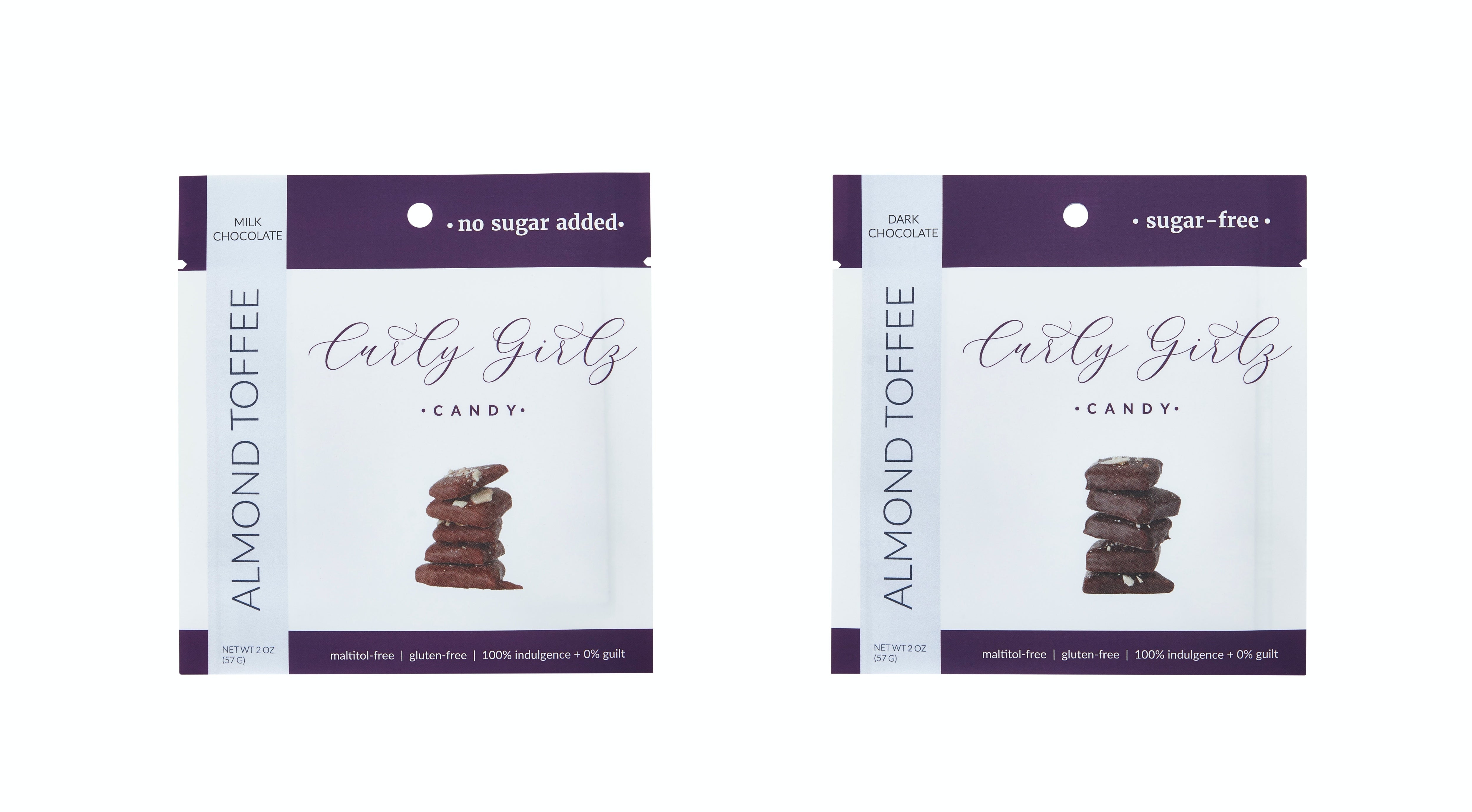 Sugar-Free Almond Toffee by Curly Girlz Candy - Variety Pack - High-quality Candies by Curly Girlz Candy at 