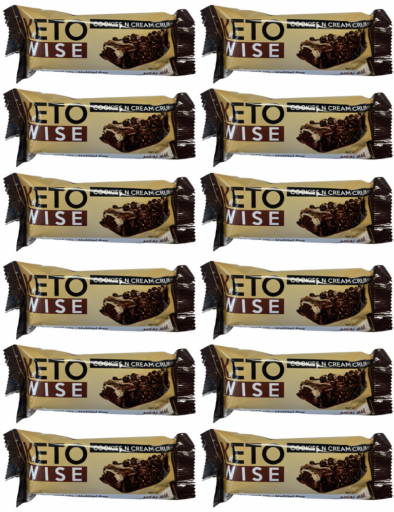 Keto Wise Meal Replacement Bar -  Cookies N Cream Crunch - High-quality Protein Bars by Keto Wise at 