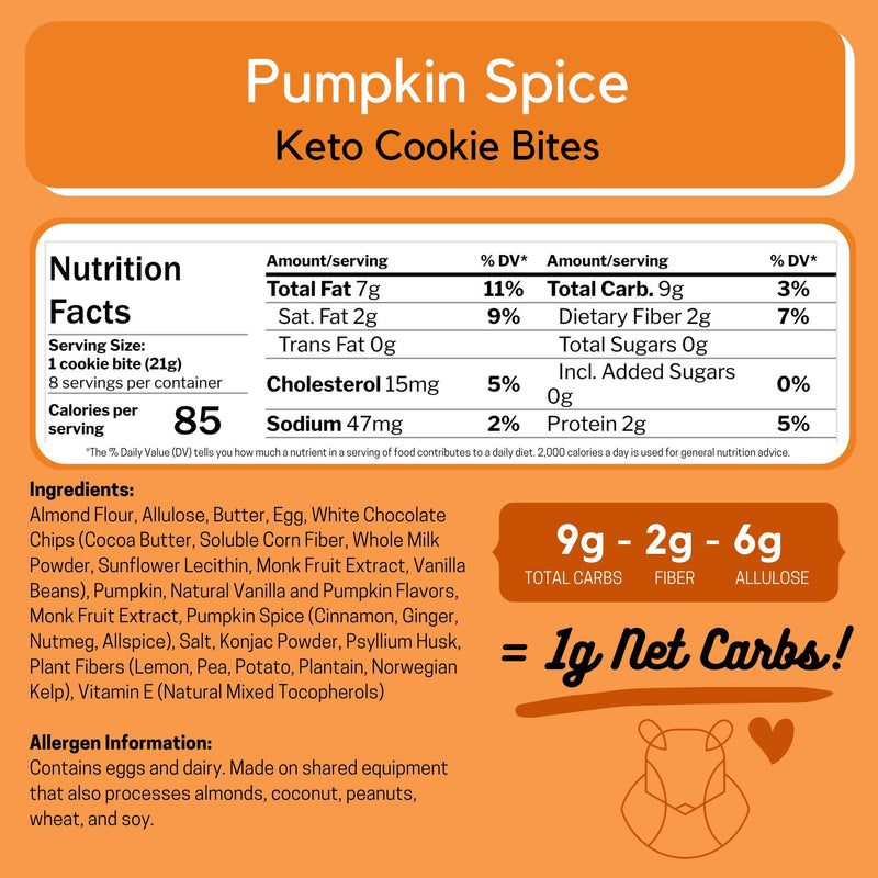 ChipMonk Soft-Baked Low-Carb Keto Cookie Bites - Pumpkin Spice - High-quality Cakes & Cookies by ChipMonk at 