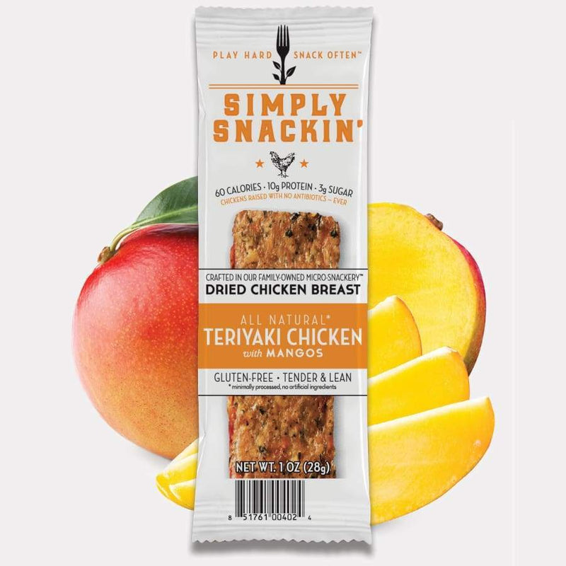 Simply Snackin' Chicken Protein Snack - Teriyaki Chicken Breast with Mangos - High-quality Meat Snack by Simply Snackin' at 