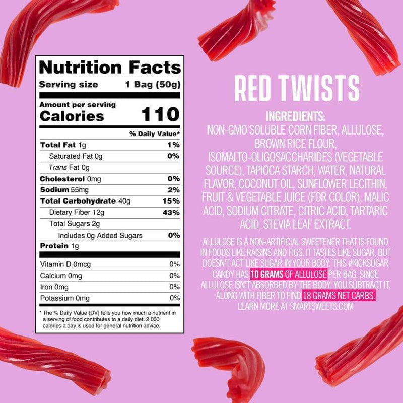 SmartSweets Red Twists - High-quality Candies by SmartSweets at 