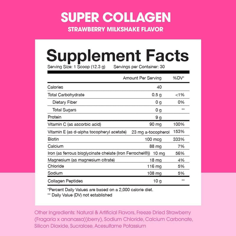 Super Collagen Protein Powder by Obvi - Strawberry Milkshake - High-quality Collagen Powder by Obvi at 