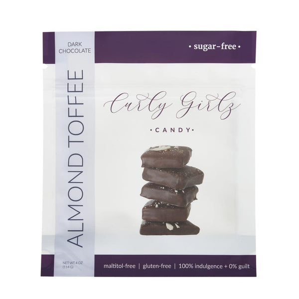 Sugar-Free Almond Toffee by Curly Girlz Candy - Dark Chocolate - High-quality Candies by Curly Girlz Candy at 