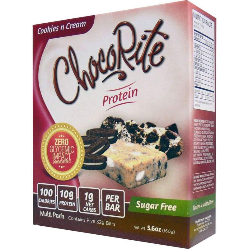 Sugar-Free Cookies & Cream Bars by ChocoRite - High-quality Chocolate Bar by HealthSmart at 
