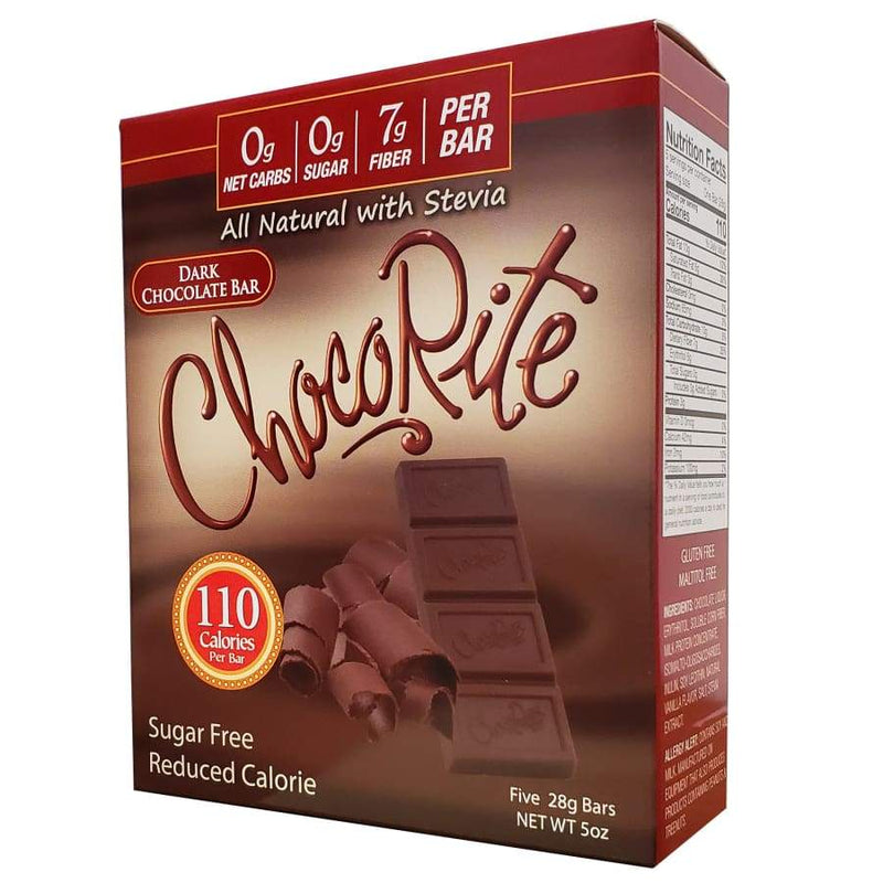 Sugar-Free Dark Chocolate Bars by ChocoRite - 5/Box - High-quality Chocolate Bar by HealthSmart at 