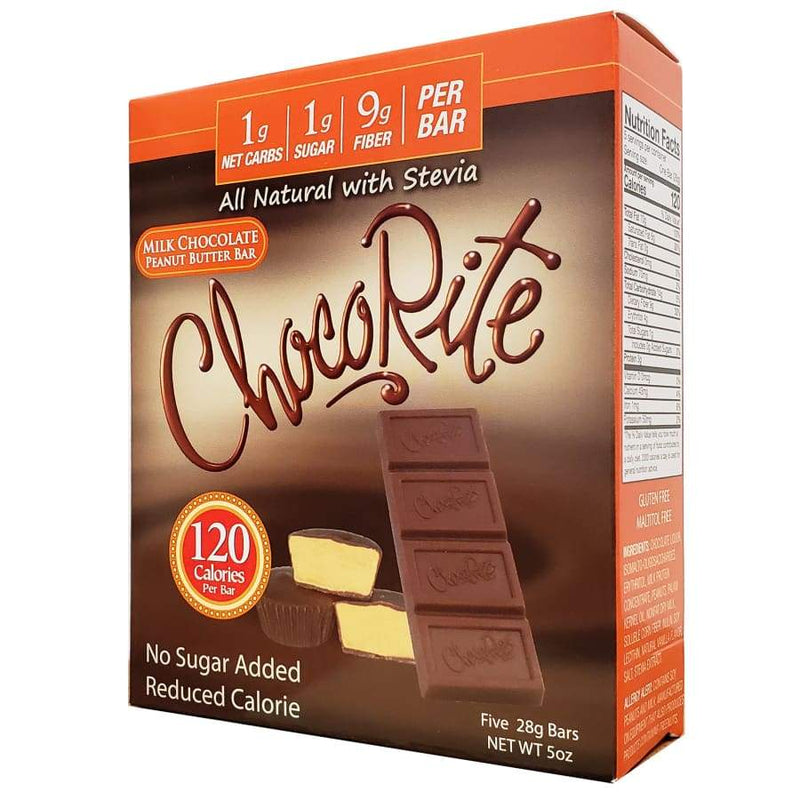 Sugar-Free Milk Chocolate Peanut Butter Bars by ChocoRite - 5/Box - High-quality Chocolate Bar by HealthSmart at 