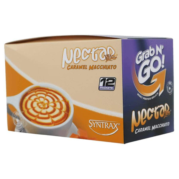 Syntrax Nectar Protein Powder Grab N' Go Box - Caramel Macchiato (12 Servings) - High-quality Single Serve Protein Packets by Syntrax at 