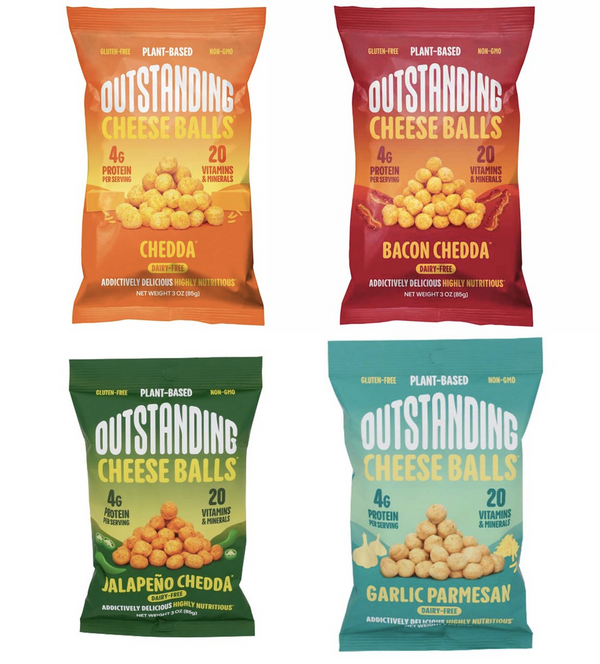 Cheese Balls by Outstanding Foods - Variety Pack (Plant Based & Dairy-Free!) - High-quality Cheese Snacks by Outstanding Foods at 