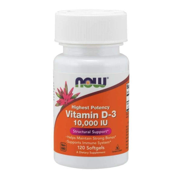 Vitamin D-3 10,000 IU (Highest Potency) - 120 Softgels by NOW Foods - High-quality Vitamin D by NOW Foods at 